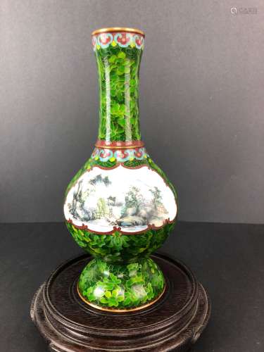 A Closinne Vase of beautiful lady and mountain decoration
