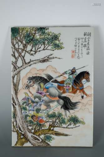 WangQi Artist Mark A General Ride Horse Porcelain Plaques