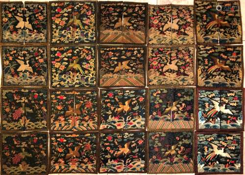 Qing Dynasty Chinese Embroidered Official Badge. Total: 10 sets of different Badge(1-8品）