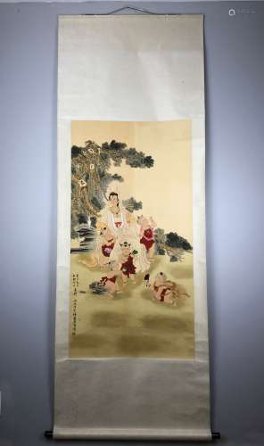 Mei Lanfang Seal ink and color on silk hanging scroll.