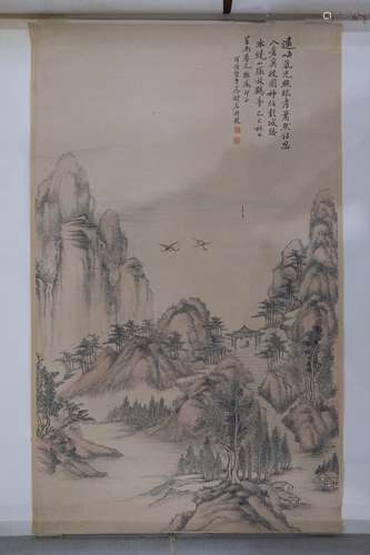 Ancient Fly the crane pavilion painting