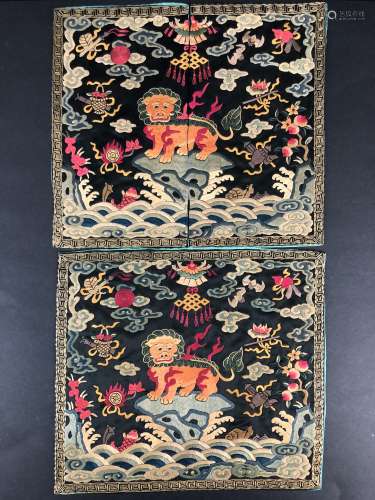 Qing Dynasty Chinese Embroidered General Official Badge.
