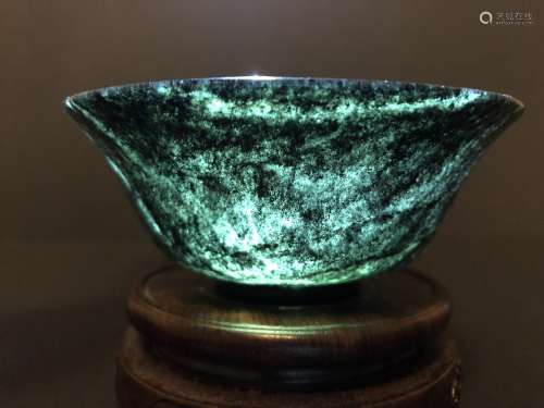 A emerald black Jade Bowl