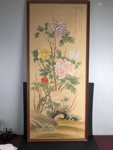 Qing Dynasty Flower and Bird Watercolor Painting