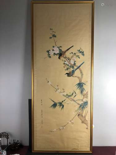 A Archaic Flower and Bird Painting