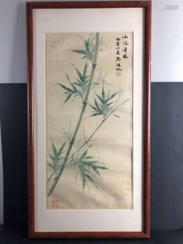 Wu Hufan(1894-1968) Bamboo Watercolor painting with frame
