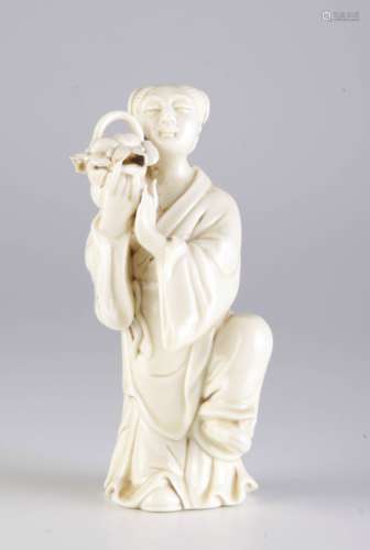 Chinese Blac de Chine Porcelain Lady