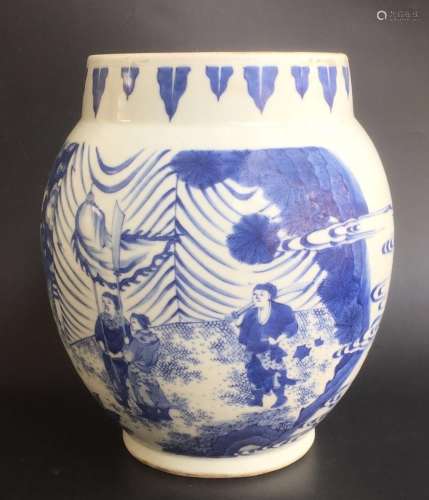 Late Qing Dynasty Chinese Blue/White Jar
