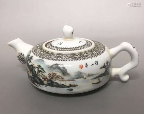 Chinese Famille Rose Porcelain Teapot, Marked