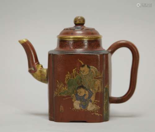 Chinese Yixing Zisha Teapot, Marked