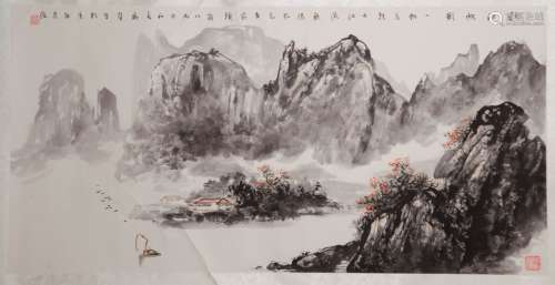 Chinese Watercolor Painting of Landscape