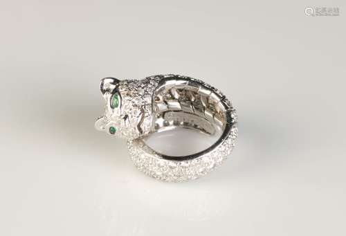 18K Panther Ring w/ Diamond, Marked Cartier