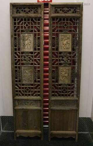 Pair of Chinese Wood Panels