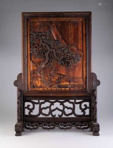 Chinese Qing Dynasty Bamboo Carving of Table Scene