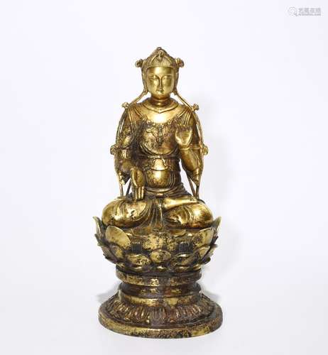 Chinese Gilt Bronze Guanyin