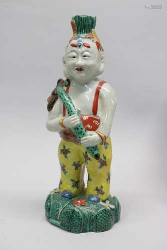Chinese WuCai porcelain carving of a figure