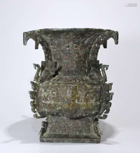 Chinese Bronze Square Form Vase