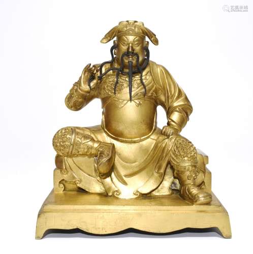 Chinese Gilt Bronze Guangong