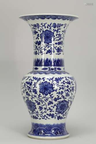 Chinese Blue/White Porcelain Gu Shape Vase