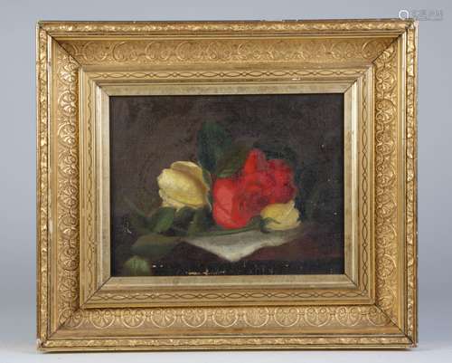 Late 19th C. Early 20th C. Oil on Canvas of Roses