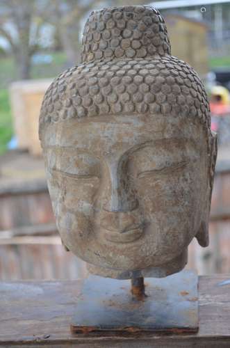 Antique Chinese Carved Stone Buddha Head