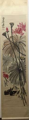 Chinese Ink/Color Painting on Scroll, Signed