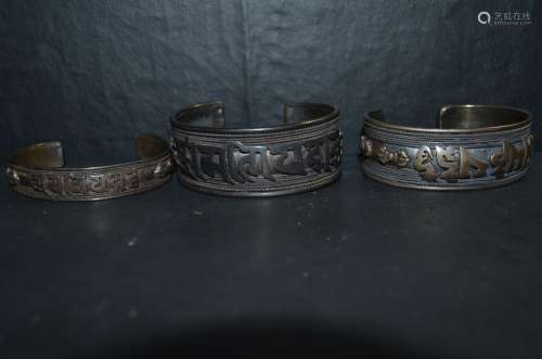 3 Pieces of Chinese 925 Silver Bangles