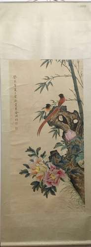 Chinese Ink/Color Painting on Scroll, Signed