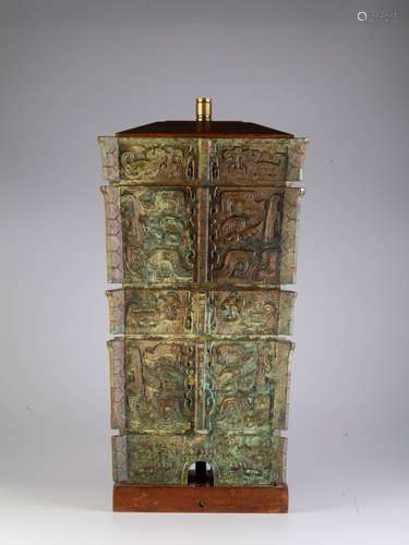 Chinese Republican Period Bronze Lamp Mounted