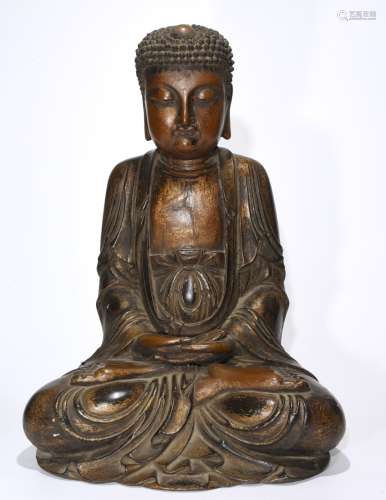 Chinese Carved Wood Buddha of ShiJiaMoNi