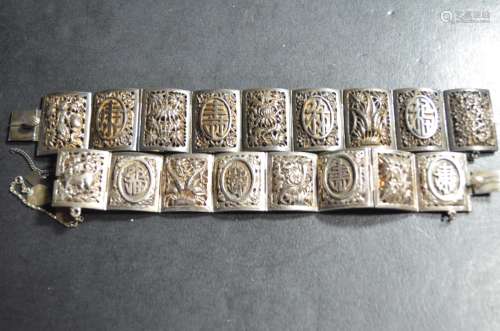 Pair of Chinese 925 Silver Bracelet
