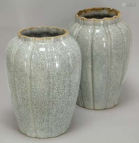 Pair of Chinese Ge Style Porcelain Jars