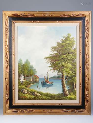 1900 Oil on Canvas, Signed W/ Morris Landscape