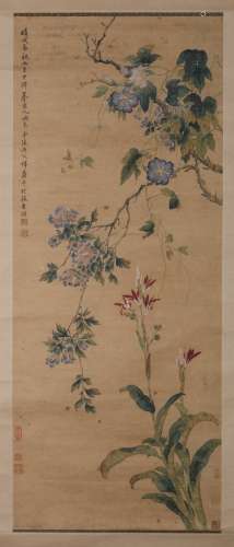 Chinese Ink.Color Painting of Flower, Signed