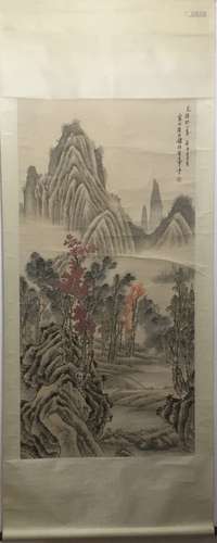 Chinese Ink/Color Painting on Scroll, Signed