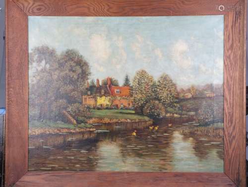 Oil on Canvas Landscape Painting, Signed