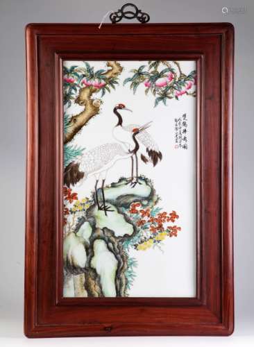 Chinese Famille Rose Porcelain of Crane and Peach