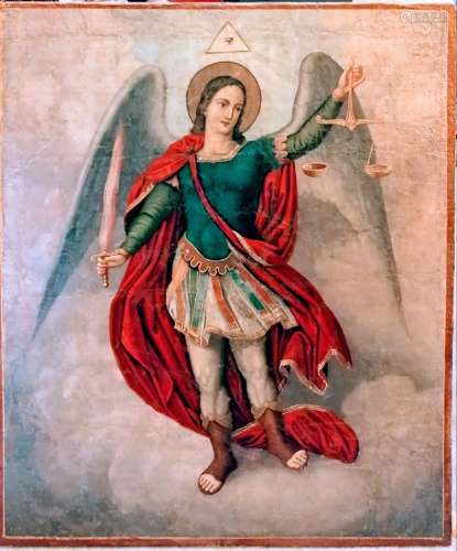 Antique 19c Large Icon Of st.Michael