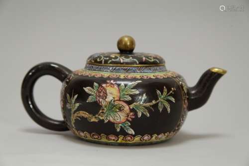 Chinese Gilt Enameled Yixing Zisha Teapot