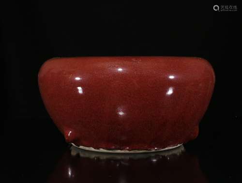 Chinese Red Glazed Porcelain Brush Washer