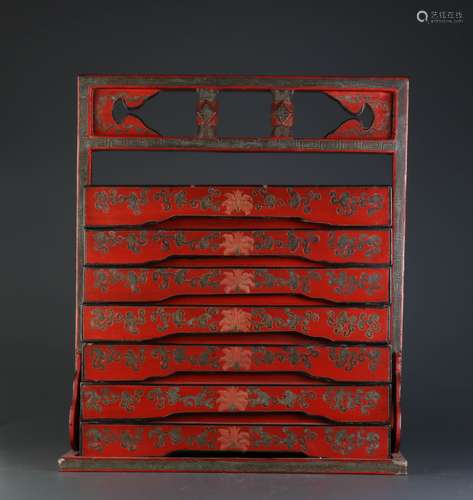 Chinese Lacquer Box w/ Multiple Layers