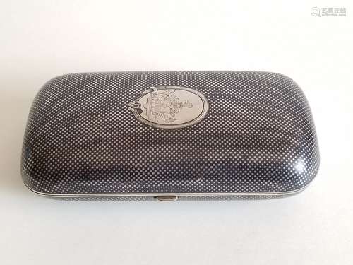 Large 19C Russian Silver Niello Cigarette Case