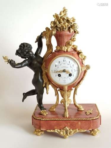 Antique Bronze & Rouge Marble Clock Tiffany & Co