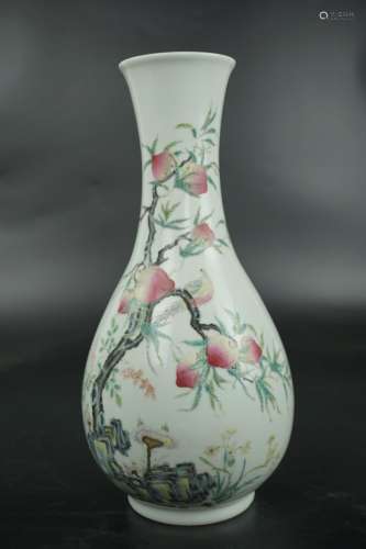 A FAMILLE ROSE 'PEACH' VASE, XUANTONG MARK