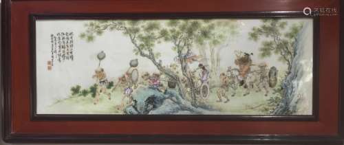 A FAMILLE ROSE PLAQUE, WANG QI