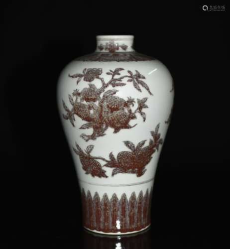 A COPPER-RED MEIPING VASE, QIANLONG MARK