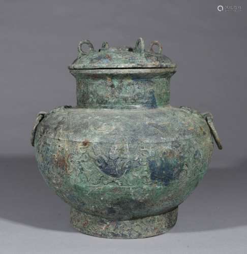 A BRONZE VESSEL AND COVER