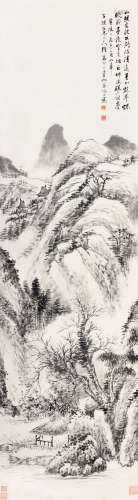 倪田（1855～1919） 己酉（1909）年作 仿古山水 立轴 水墨纸本