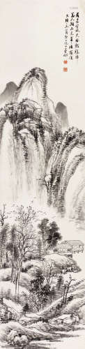 倪田（1855～1919） 丁未（1907）年作 深山访友 立轴 水墨纸本