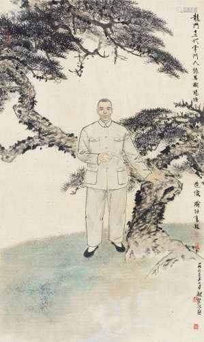 魏紫熙（1915～2002） 1963年作 张其树造像 镜片 设色纸本